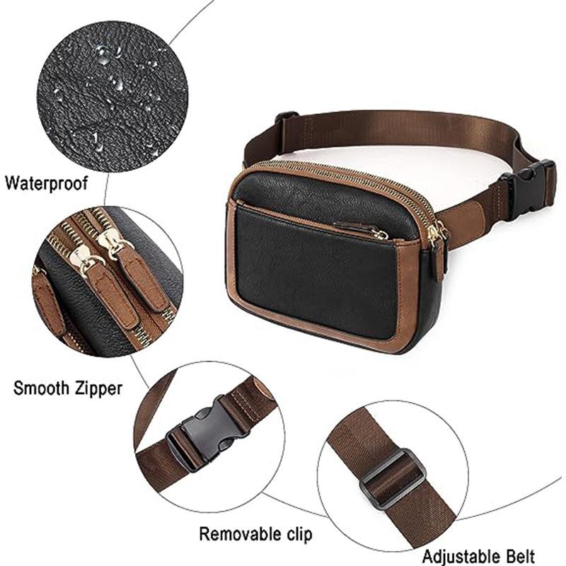 Fanny Packs for Women, Fashion Waist Packs with Adjustable Strap, PU Leather Belt Bag with Multi-Pockets, Small Crossbody Purse