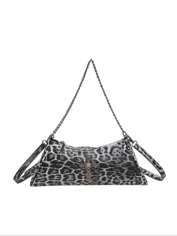 Women's Elegant Leopard Print Crossbody Bag, Fashionable Chain Strap Shoulder Bag for Daily Used, Casual Trendy Versatile High-quality Daily Commuting Bag