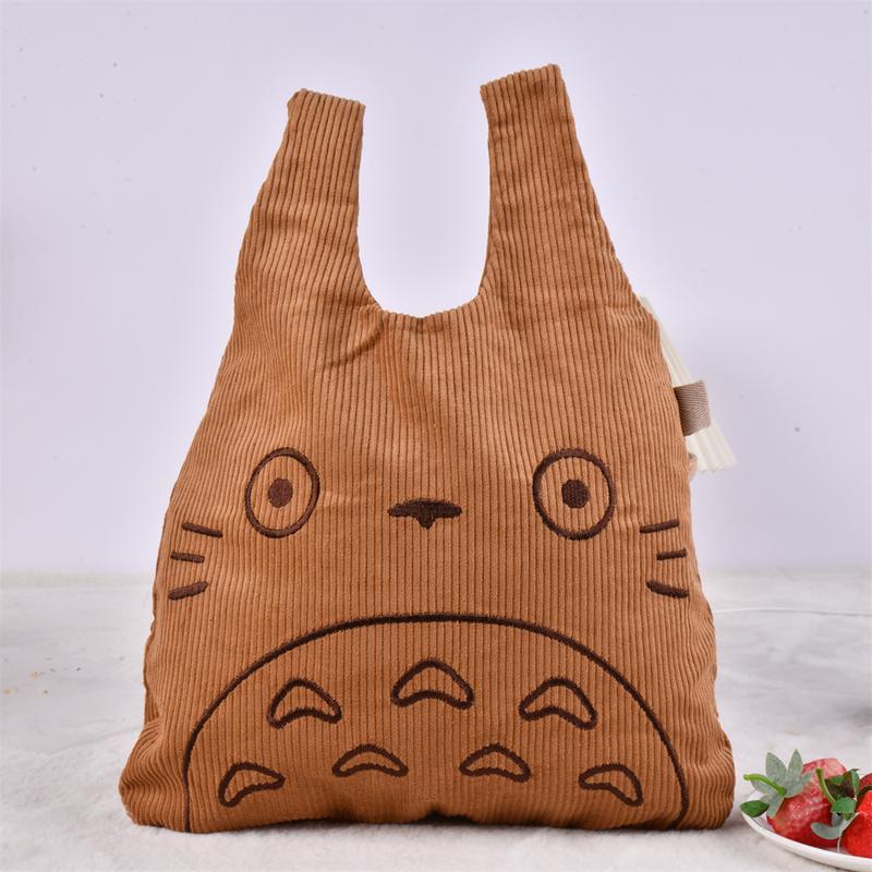 Cute Totoro Japanese Corduroy Tote Bag,Shopping Tote Bag,Soft push Bag Gift,Corduroy Bag,Birthday Gift, Christmas Gift