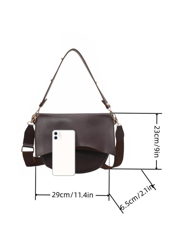 Women's Fashion Studded Decorated Saddle Bag, Casual Pu Leather Crossbody Bag for Daily Used, Trendy Versatile High-quality Daily Commuting Bag