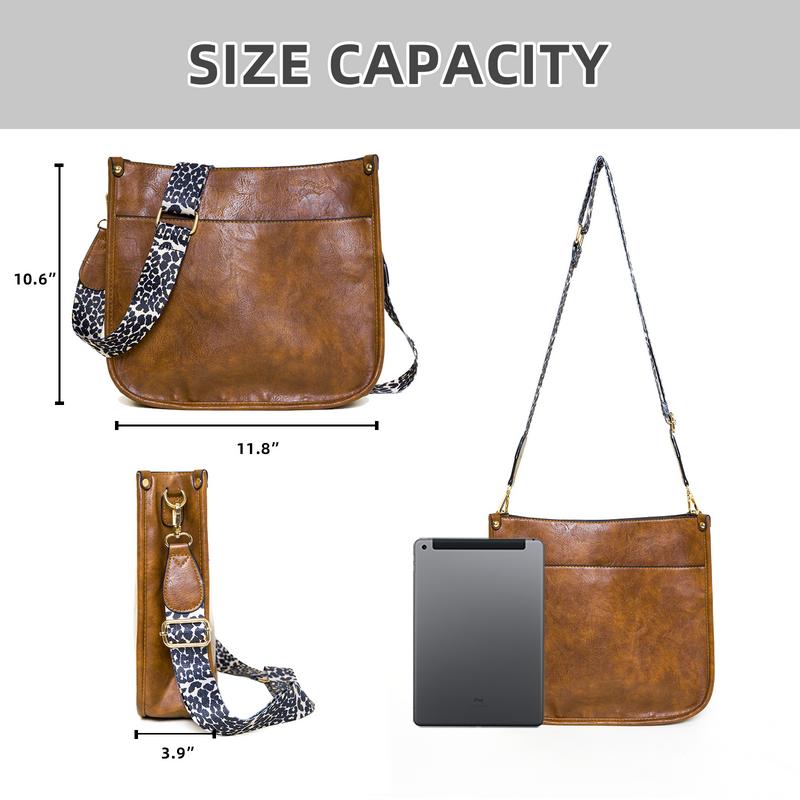 Crossbody Bag For Women Leather Hobo Handbag With 1count Adjustable Guitar Strap Tote shoulder bag, fashion leopard print bag