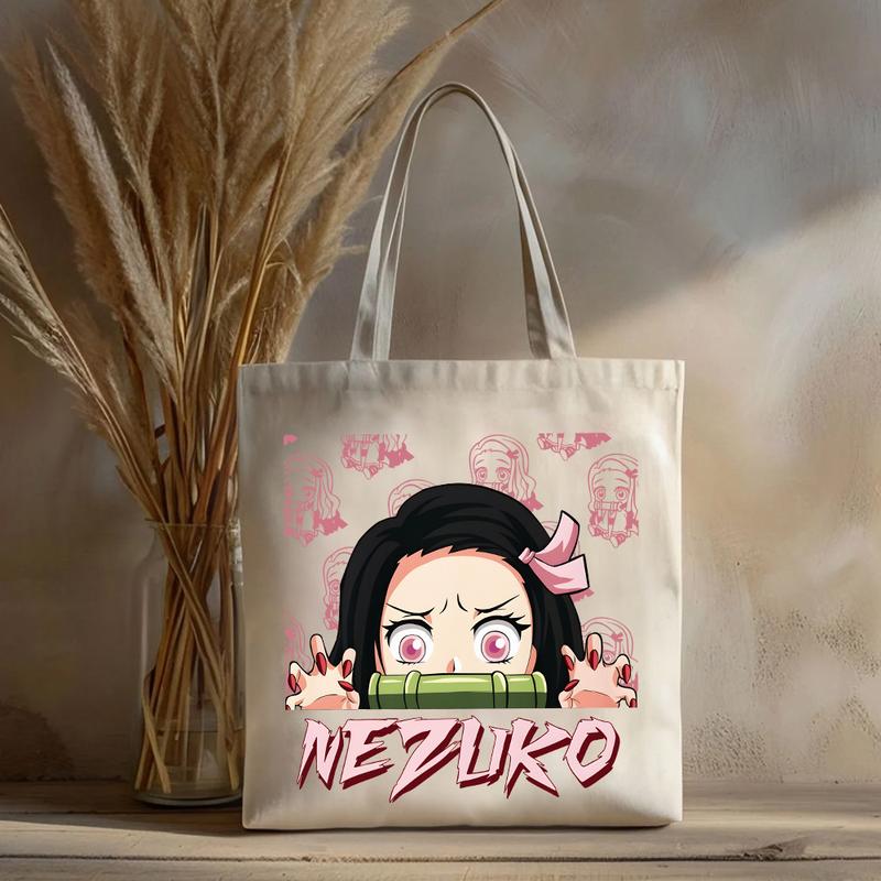 Nezuko Tote Bags, Demon Slayer Tote Bags, Kimetsu No Yabai Merch, Anime lover Tote Bag, Gift for him, gift for Friends, Anime Accessories