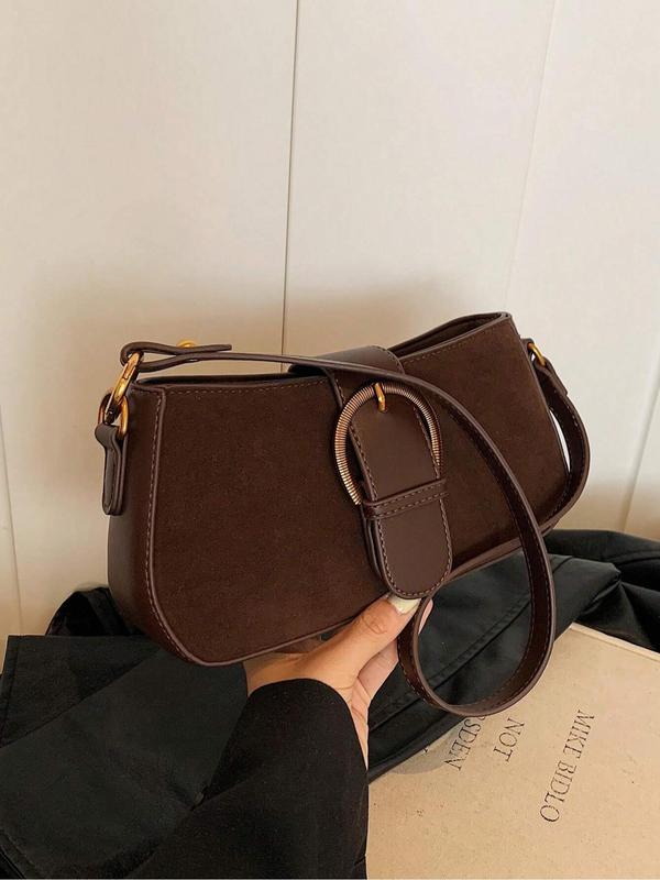 Women's Retro Solid Color Suede & PU Crossbody Bag, Fashionable Shoulder Bag for Daily Used, Casual Trendy Versatile High-quality Daily Commuting Bag
