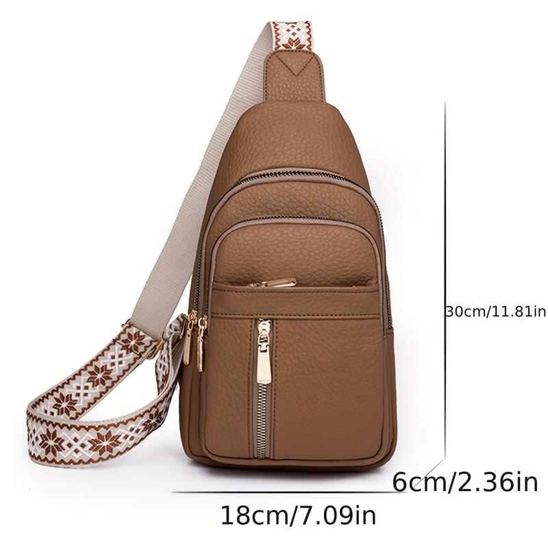 Stylish Women's Vintage Chest Bag with Multiple Pockets and Zipper Closure - Perfect for Leisure and Sports Activities