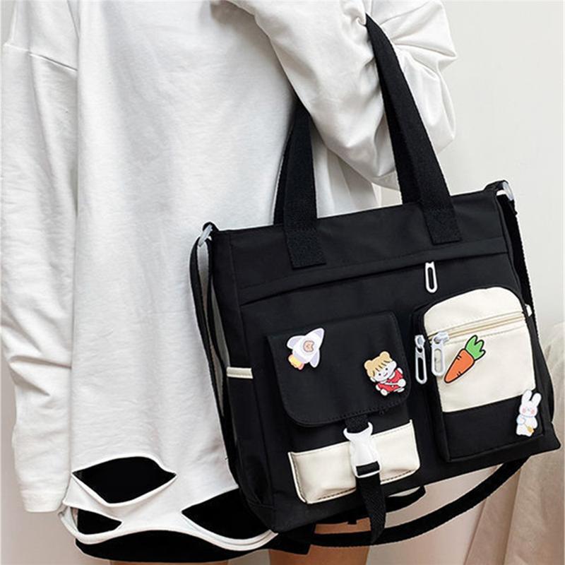 Kawaii Messenger Bag for Girls Women, Large Nylon Crossbody Bag Purse, Cute Messenger Bag