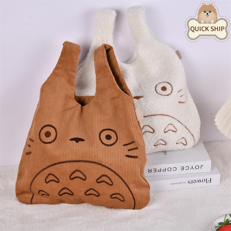 Cute Totoro Japanese Corduroy Tote Bag,Shopping Tote Bag,Soft push Bag Gift,Corduroy Bag,Birthday Gift, Christmas Gift