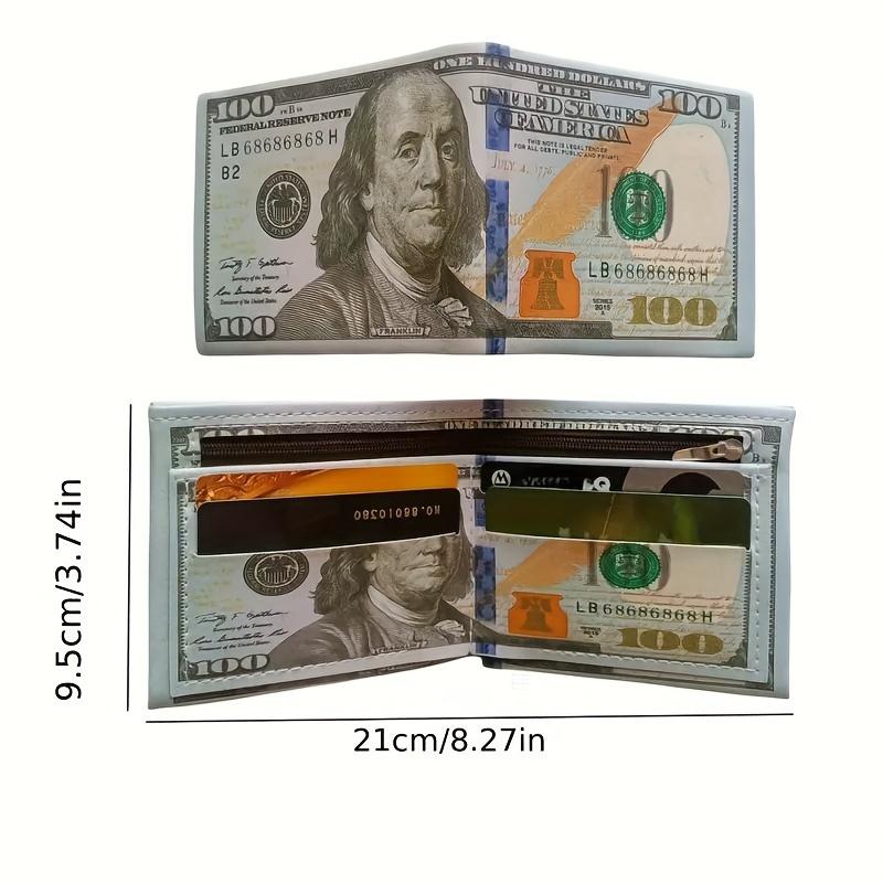 Vintage Retro Dollar Bill Wallet - PU Leather Credit Card Holder Zippered Coin Pouch for Men