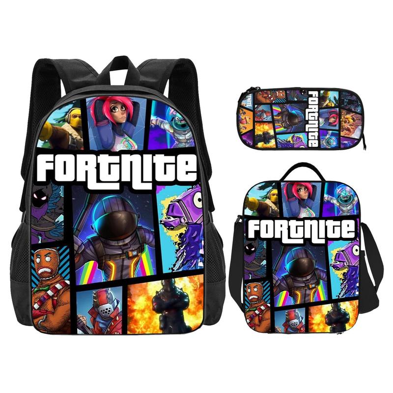 Fortnite Backpack set   3-in-1 Anime Backpack Set Casual Backpack Cartoon Backpack