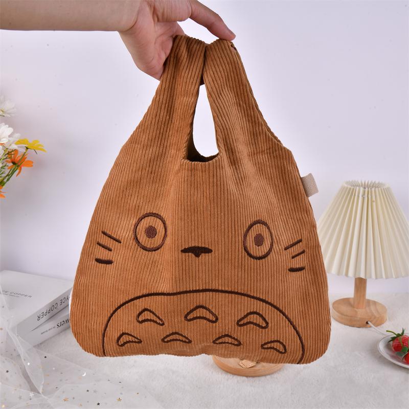 Cute Totoro Japanese Corduroy Tote Bag,Shopping Tote Bag,Soft push Bag Gift,Corduroy Bag,Birthday Gift, Christmas Gift