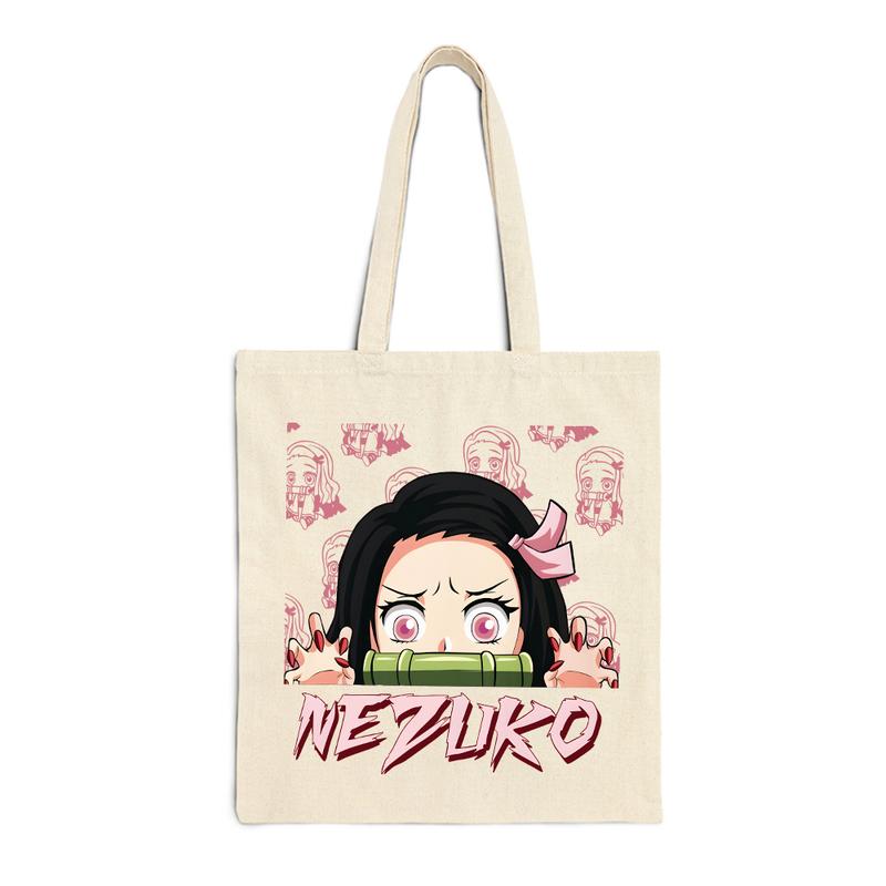 Nezuko Tote Bags, Demon Slayer Tote Bags, Kimetsu No Yabai Merch, Anime lover Tote Bag, Gift for him, gift for Friends, Anime Accessories