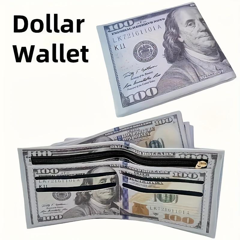 Vintage Retro Dollar Bill Wallet - PU Leather Credit Card Holder Zippered Coin Pouch for Men