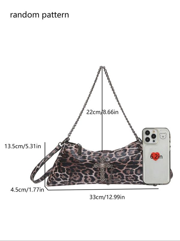 Women's Elegant Leopard Print Crossbody Bag, Fashionable Chain Strap Shoulder Bag for Daily Used, Casual Trendy Versatile High-quality Daily Commuting Bag