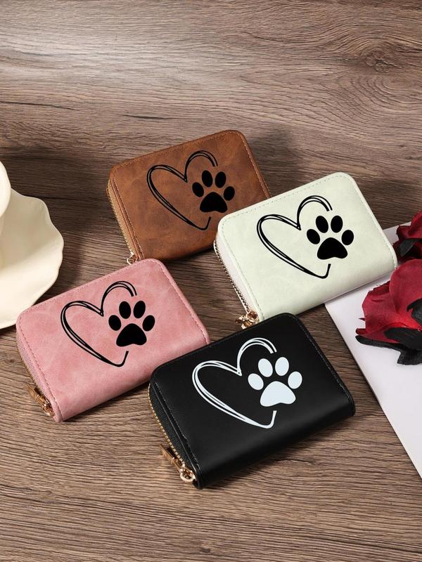 Women's Fashionable PU Leather Heart Pattern Card Holder, Casual Versatile Zipper Around Coin Purse, Perfect for Outdoors, Travel & Back To School