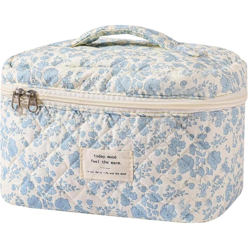 Large Makeup Bag, Cute Cosmetic Bag for Women Girls, Floral Coquette Aesthetic Toiletry Bag, Travel Make Up Organizer Bag