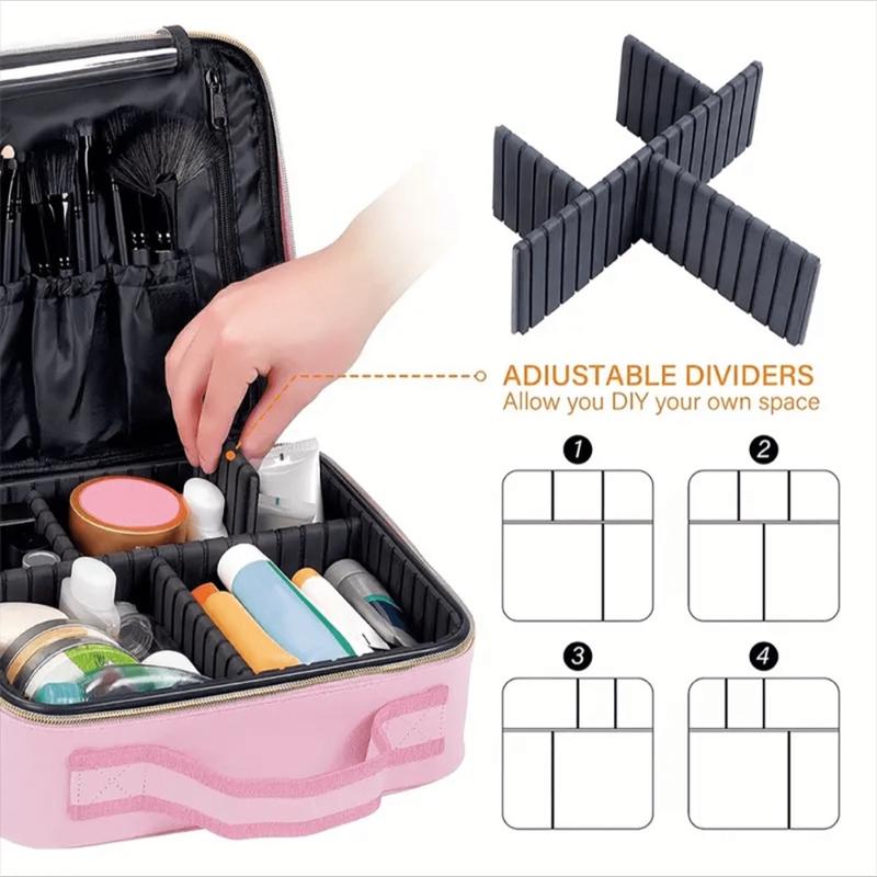 Double Layer Travel Makeup Case Bag with Adjustable Dividers - Perfect for Any Occasion