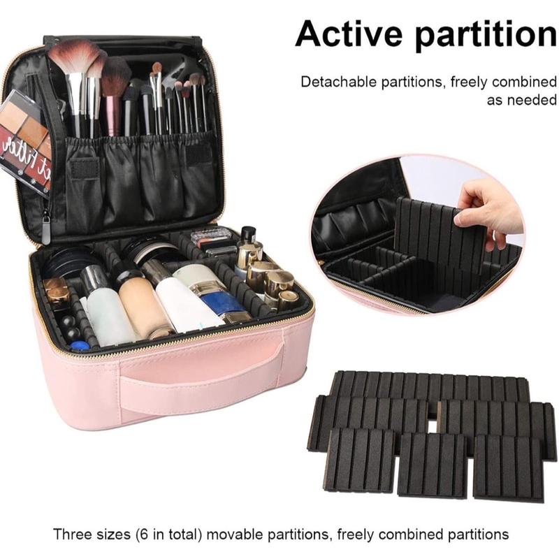 Double Layer Travel Makeup Case Bag with Adjustable Dividers - Perfect for Any Occasion