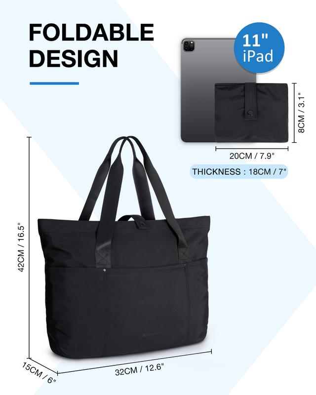BAGSMART Tote Bag for Women, Foldable Tote Bag With Zipper Large Shoulder Bag Top Handle Handbag for Travel, Work