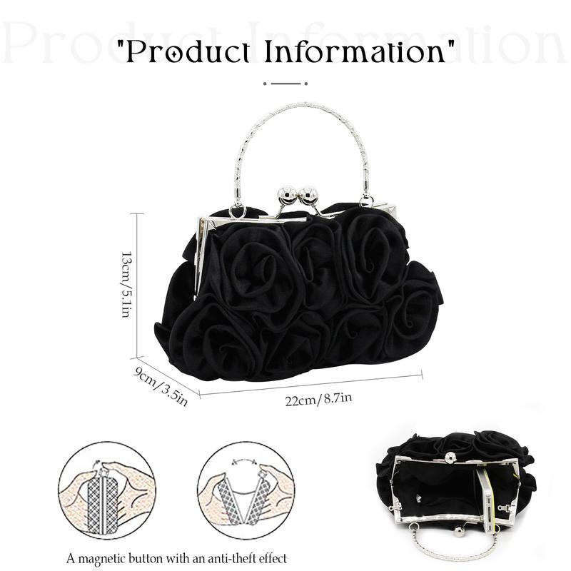 LAKSMI Women Evening Bag Floral Satin Purses with Detachable Strap for Wedding, Party, Prom elegant party decoration