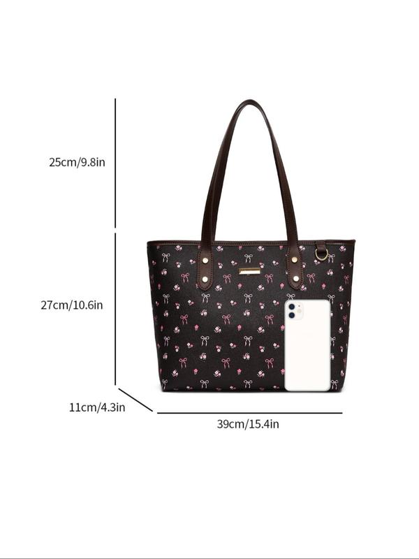 Women's Ditsy Floral Pattern Tote Bag, Fashionable Large Capacity Shoulder Bag for Daily Commute, Casual Trendy Versatile High-quality Daily Commuting Bag