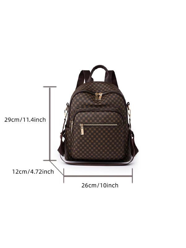 Fashion Simple Pu Leather Backpack, Casual Versatile Zipper School Backpack for Daily Used, Casual Trendy Versatile High-quality Daily Commuting Bag, Fall Outfits, Earthtone Fall Freshness, Senior Backpacks for School