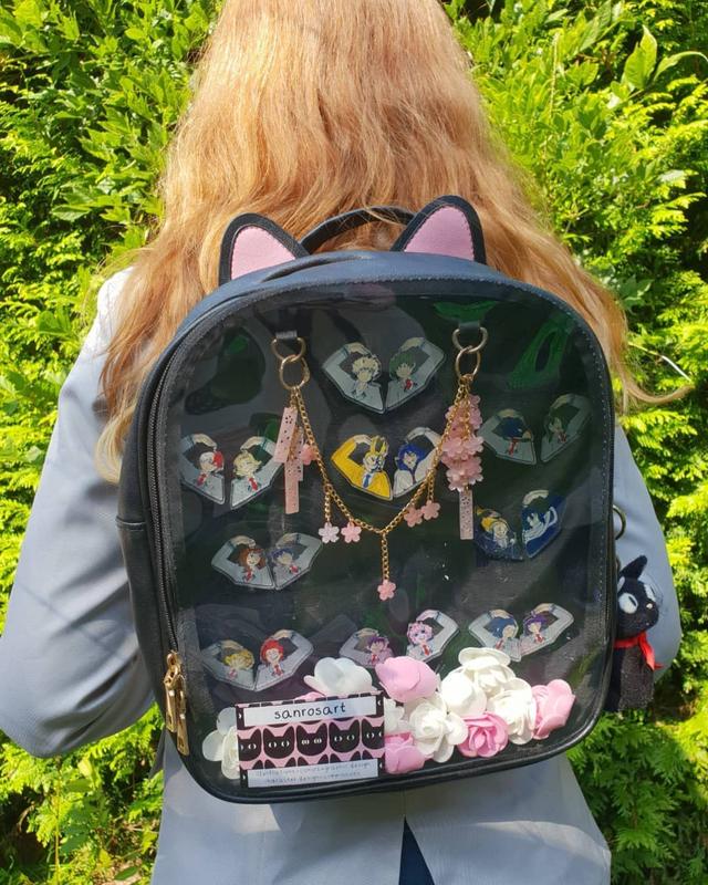 Ita Bag Backpack with Insert Cat ears Pin Display Backpack Collector Bag for Anime Cosplay