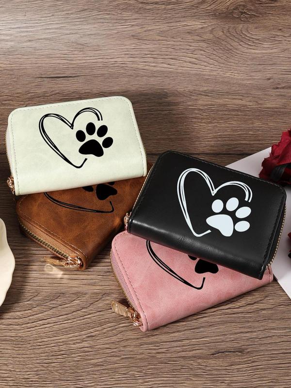 Women's Fashionable PU Leather Heart Pattern Card Holder, Casual Versatile Zipper Around Coin Purse, Perfect for Outdoors, Travel & Back To School