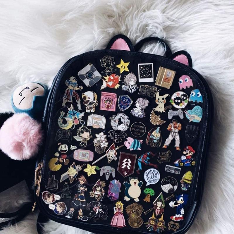 Ita Bag Backpack with Insert Cat ears Pin Display Backpack Collector Bag for Anime Cosplay