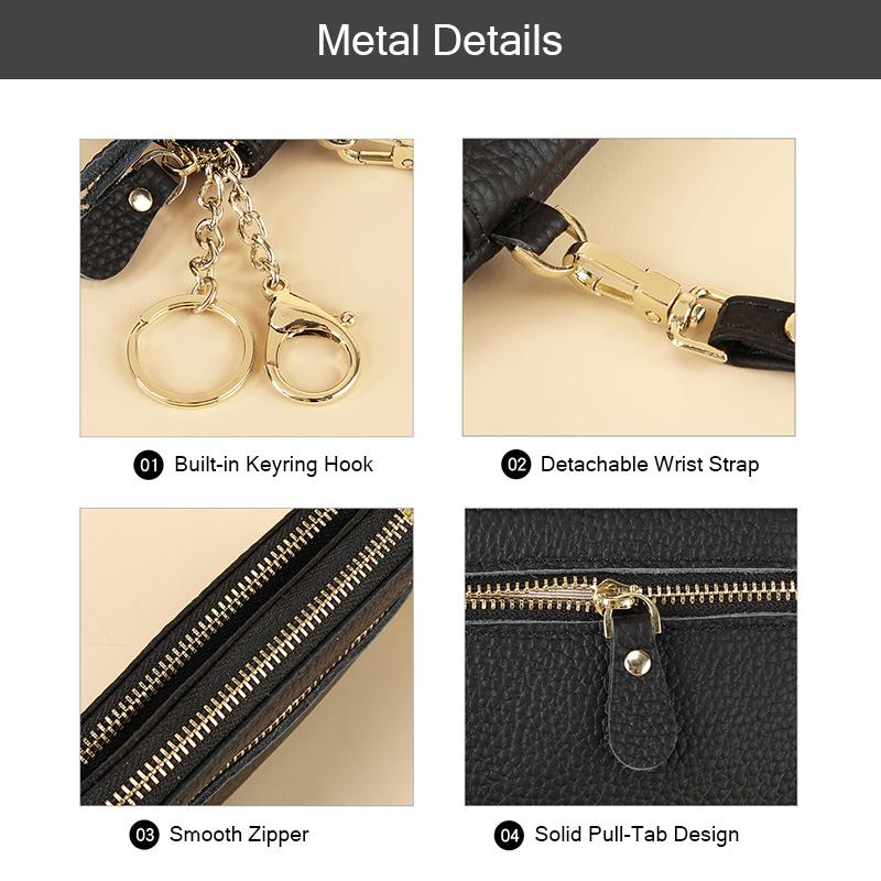 Women's Small Leather Clutch Purses Trendy All-Match Wallet with Hand Strap for Daily Use with Gift Box Package