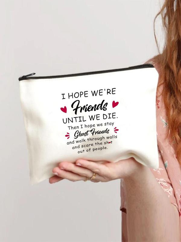 Letter Pattern Makeup Bag, Casual Zipper Makeup Bag, Travel Storage Bag, Toiletry Makeup Bag, Cosmetic Storage Bag, for Women & Girls