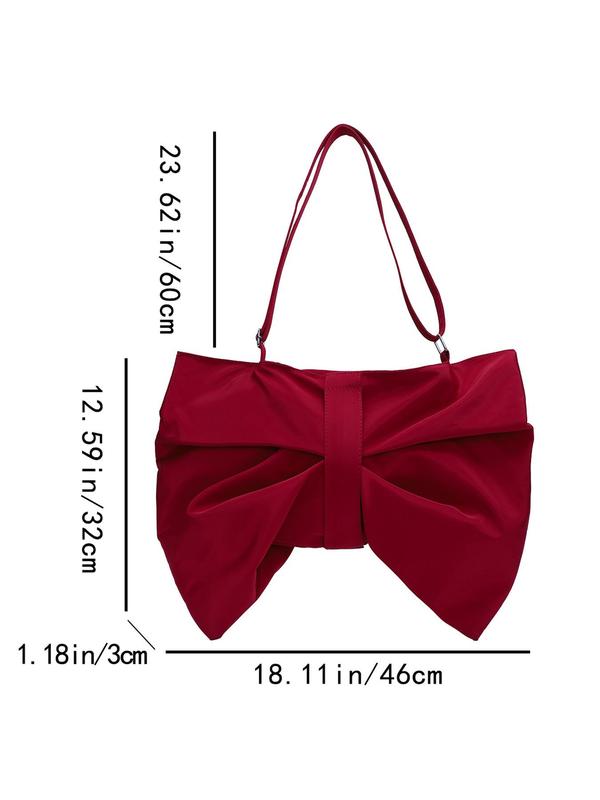 Women's Cute Bowknot Design Crossbody Bag, Fashionable Solid Color Shoulder Bag for Daily Commute, Casual Trendy Versatile High-quality Daily Commuting Bag