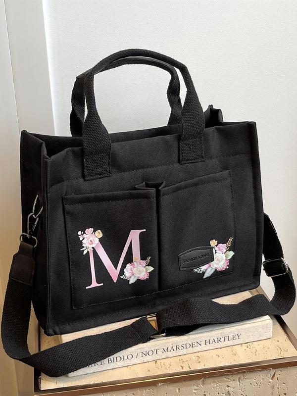 Women's Fashion Floral & Skull butterfly Pattern Tote Bag As Gifts, Tote Bags for School, Multi-pockets Large Capacity Shoulder Bag for Women, Trendy All-match Crossbody Bag for Daily Use