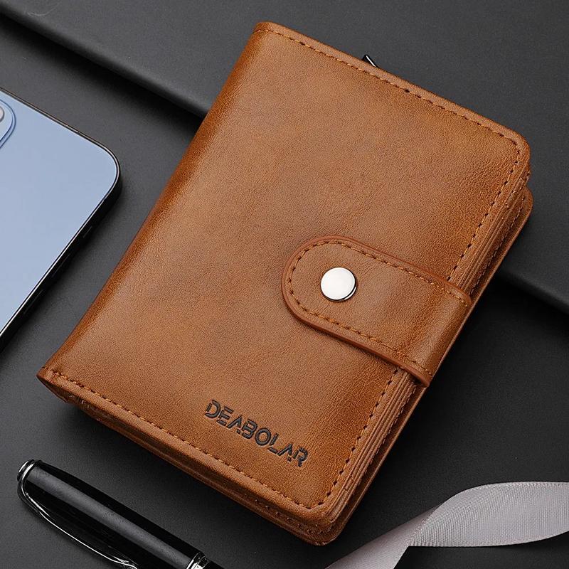 Mens Bifold Large Capacity Leather Wallet Credit Card ID Holder With Coin Pocket