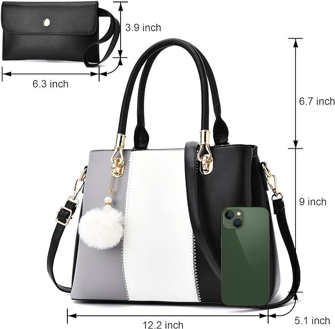 Women Handbags Large Tote Shoulder Bag Crossbody Bag for Women Color Stitching Top Handle Satchel Hobo 2pcs Purse Set