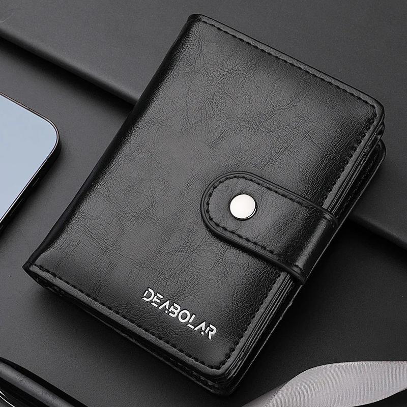 Mens Bifold Large Capacity Leather Wallet Credit Card ID Holder With Coin Pocket