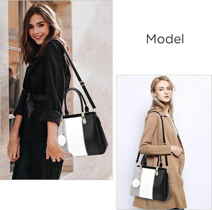 Women Handbags Large Tote Shoulder Bag Crossbody Bag for Women Color Stitching Top Handle Satchel Hobo 2pcs Purse Set