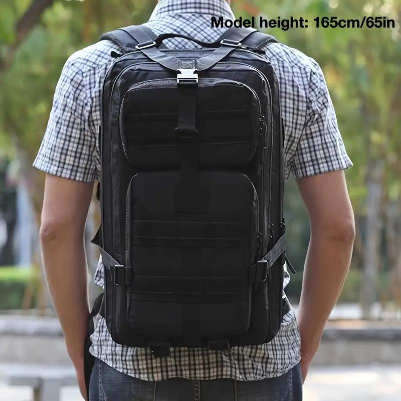 30L Large Capacity Multi-layer Outdoor Backpack, Waterproof Nylon Backpack, Spacious Interior, Multiple Compartments, Padded Shoulder Straps for Men