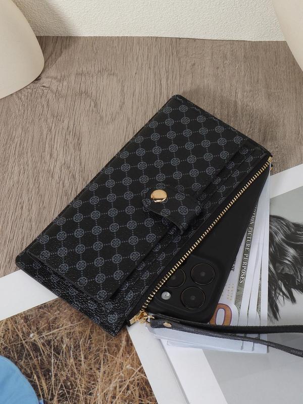 Women's Fashionable All Over Pattern Zipper Long Wallet, Casual Versatile Multiple Slots Card Holder, High Quality Bifold Wallet for Daily Used