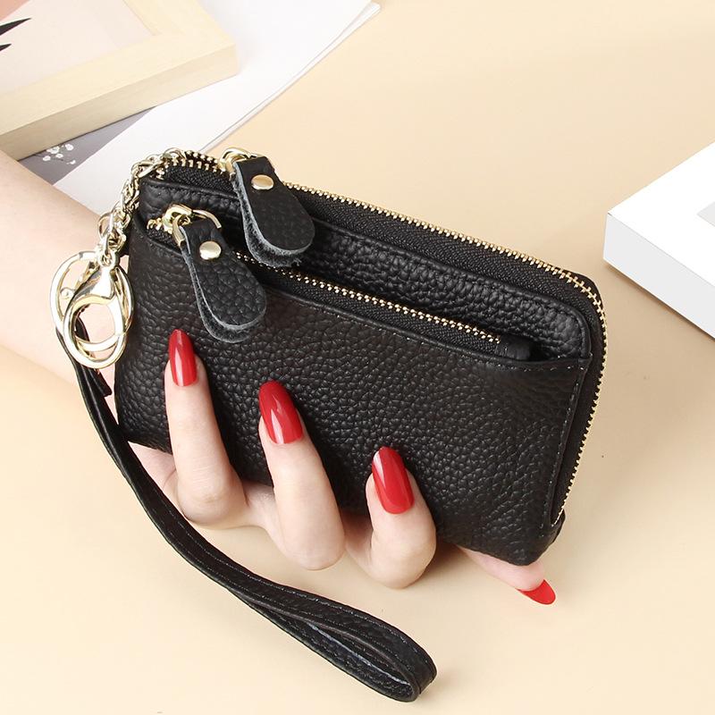 Women's Small Leather Clutch Purses Trendy All-Match Wallet with Hand Strap for Daily Use with Gift Box Package