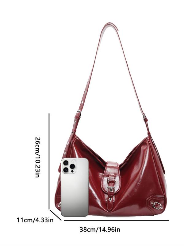 Women's Elegant Solid Color Shoulder Bag, 2024 New Style Fashionable Large Capacity Crossbody Bag for Daily Life, Casual Trendy Versatile Commuting Shoulder Tote Bag