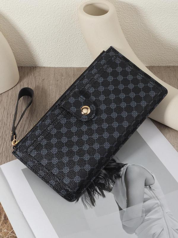 Women's Fashionable All Over Pattern Zipper Long Wallet, Casual Versatile Multiple Slots Card Holder, High Quality Bifold Wallet for Daily Used