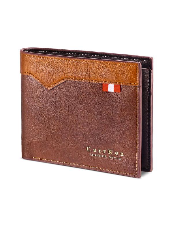 Men's Vintage Patchwork Short Wallet, Casual Business Bifold Wallet with Card Slots, Simple Style Card Holder for Daily Use