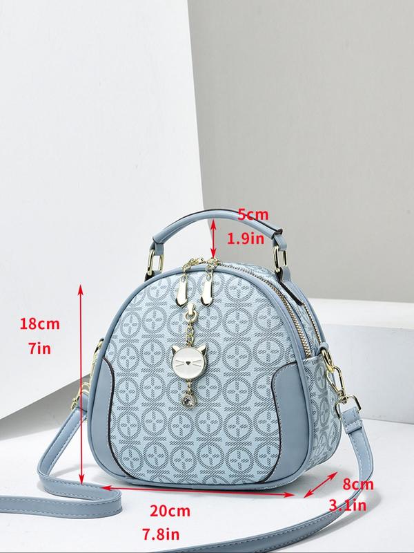 Fashionable Geometric Pattern Handbag, Casual PU Leather Zipper Crossbody Bag for Women, Trendy Versatile High-quality Daily Commuting Bag