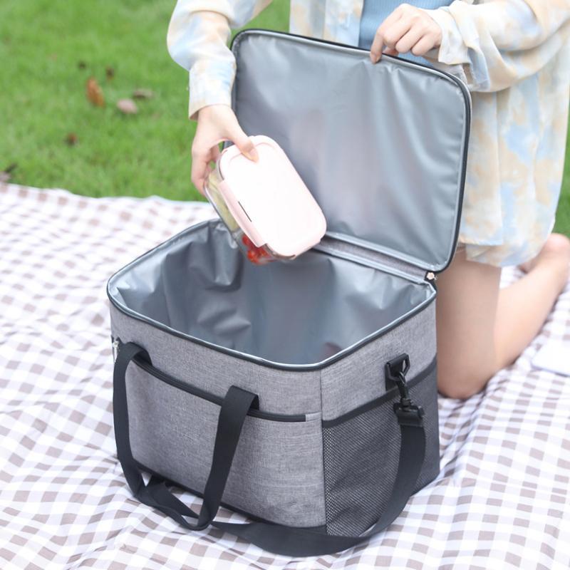 Portable Insulated Bag, 1 Count Large Capacity Lunch Bag, Waterproof Lunch Bag with Handle, Insulated Bag for Outdoor Camping Picnic