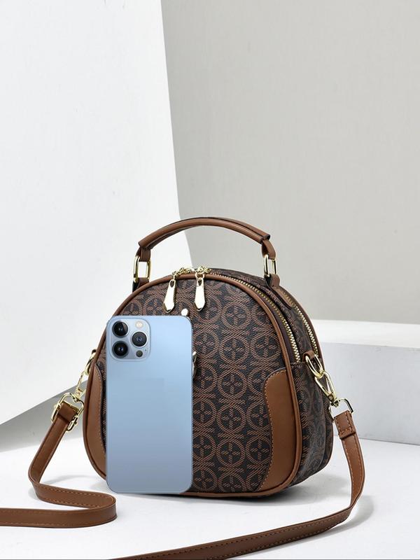 Fashionable Geometric Pattern Handbag, Casual PU Leather Zipper Crossbody Bag for Women, Trendy Versatile High-quality Daily Commuting Bag