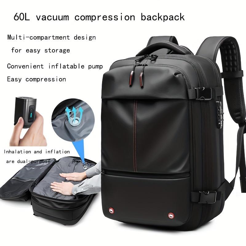 Vacuum Backpack Travel 60 Liter Expandable Multi-pocket Waterproof Carry-on Backpack With Lock Padding Breathable Zipper Closure Business Travel Backpack, Men's Travel Backpack Casual Backpack