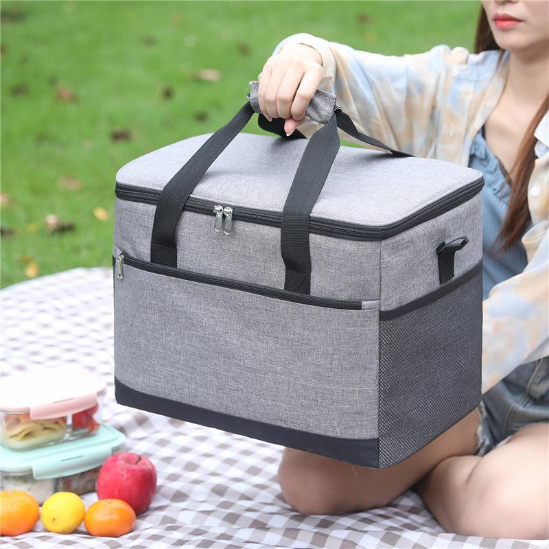 Portable Insulated Bag, 1 Count Large Capacity Lunch Bag, Waterproof Lunch Bag with Handle, Insulated Bag for Outdoor Camping Picnic