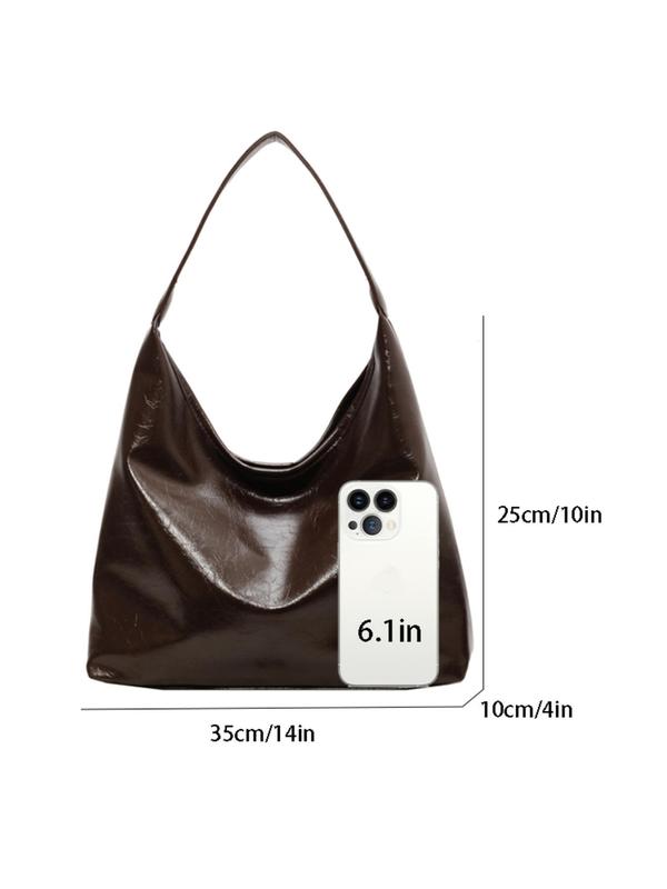 Women's Solid Color PU Leather Tote Bag, Fashionable Large Capacity Shoulder Bag for Daily Life, Casual Trendy Versatile Commuting Bag for Women & Girls