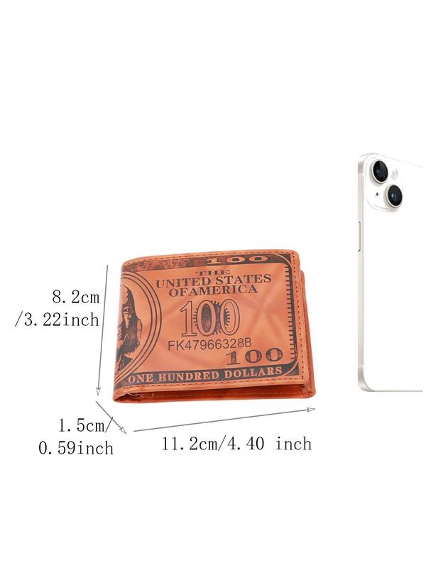 Novelty Trendy Random Color Dollar Pattern Minimalist Short Wallet, Men's Casual Pu Leather Texture Zipper Wallet Coin Purse, Multifunction Card Case As Gift for Boyfriend