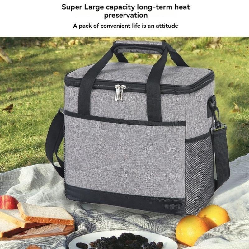 Portable Insulated Bag, 1 Count Large Capacity Lunch Bag, Waterproof Lunch Bag with Handle, Insulated Bag for Outdoor Camping Picnic