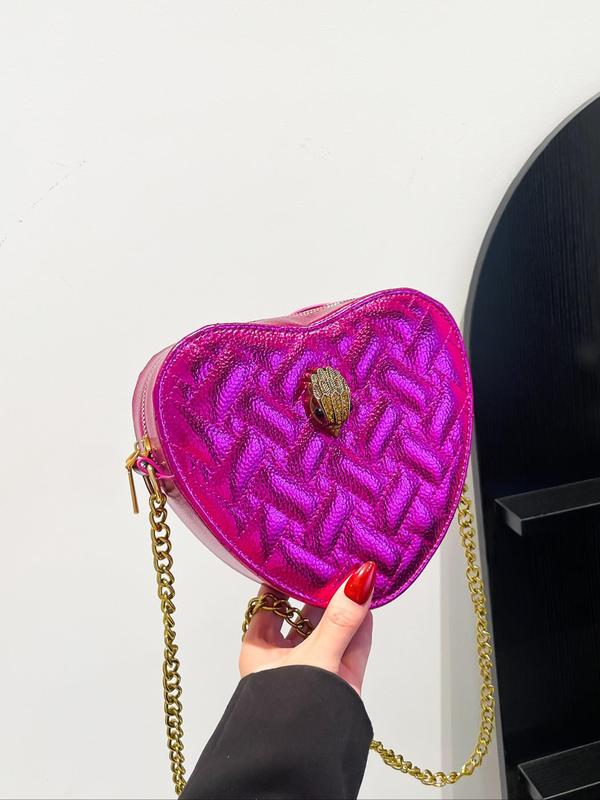Fashionable Heart Shaped Crossbody Bag, Casual PU Leather Zipper Shoulder Bag for Women, Trendy All-match Commuter Bag for Daily Used